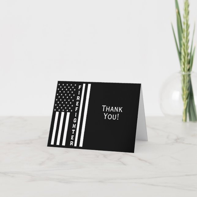Firefighter Thin Red Line Thank You Card (Front)