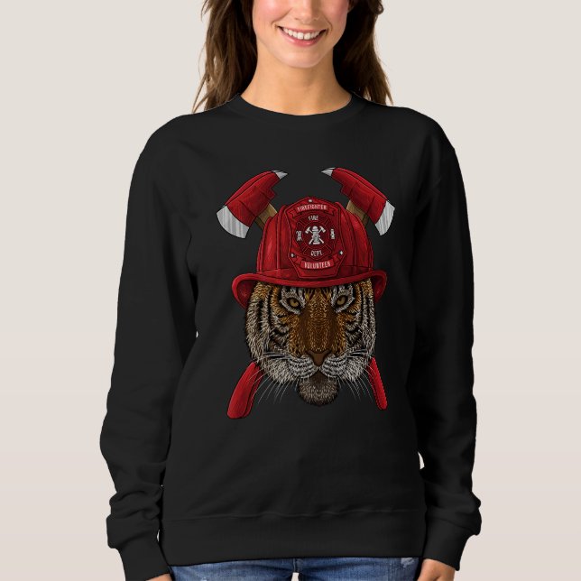 Firefighter Tiger Fireman Boys Kids Fire Rescue Wi Sweatshirt (Front)