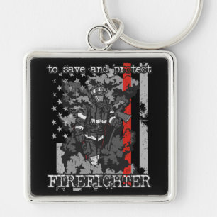Firefighter To Save and Protect Key Ring
