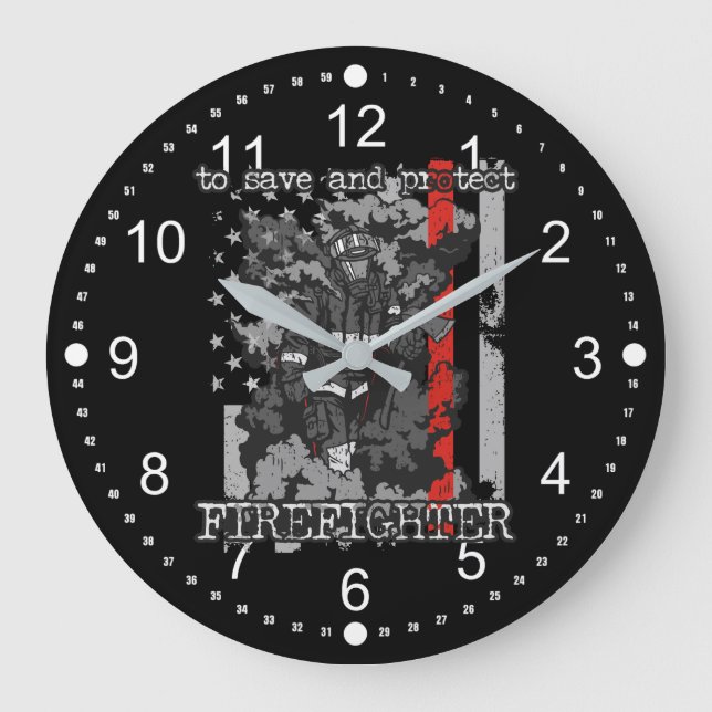 Firefighter To Save and Protect Large Clock (Front)
