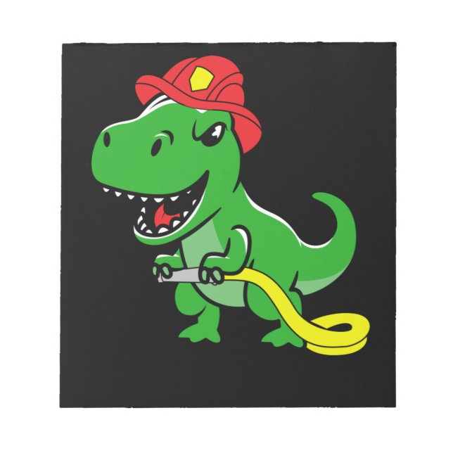 Firefighter Trex Dinosaur Kids Fireman.Png Notepad (Front)