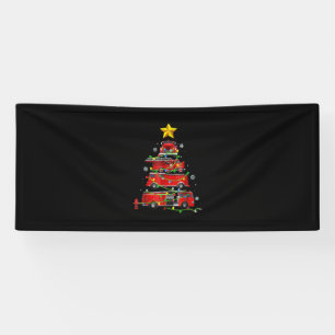 Firefighter Truck Christmas Tree Men Women Banner