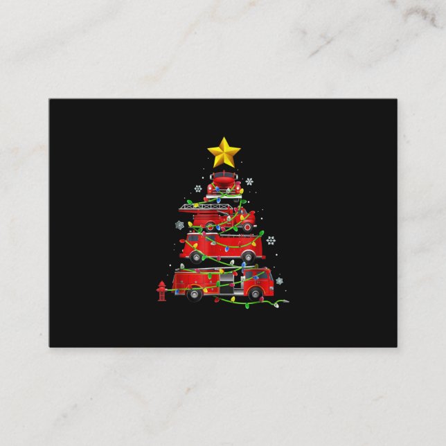 Firefighter Truck Christmas Tree Men Women Business Card (Front)