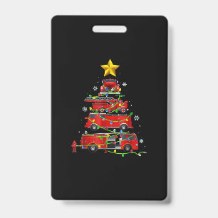 Firefighter Truck Christmas Tree Men Women ID Badge