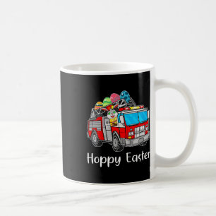 Firefighter Truck Easter Day Bunny Eggs Happy East Coffee Mug