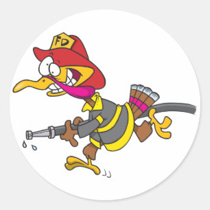 Firefighter Turkey with Hose Classic Round Sticker