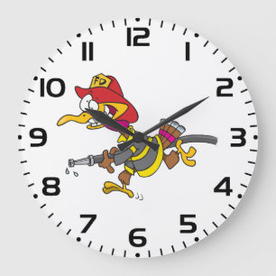Firefighter Turkey with Hose Large Clock
