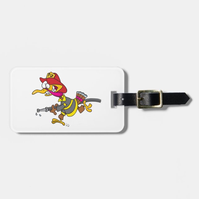 Firefighter Turkey with Hose Luggage Tag (Front Horizontal)
