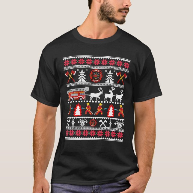 Firefighter Ugly Christmas Sweater Fireman Fire (Front)