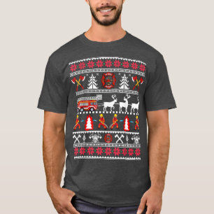 Firefighter Ugly Christmas Sweater, Fireman Fire D T-Shirt