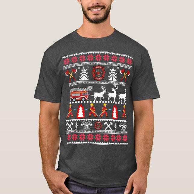 Firefighter Ugly Christmas Sweater Fireman Fire De (Front)