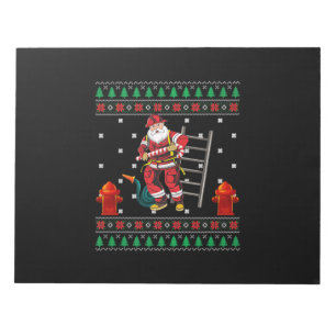 Firefighter Ugly Christmas Sweater Xmas Boys Girls Notepad