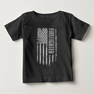 Firefighter USA Flag Distressed design Baby T-Shirt