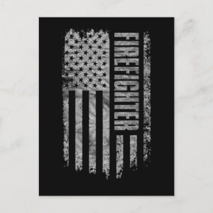 Firefighter USA Flag Distressed design Postcard