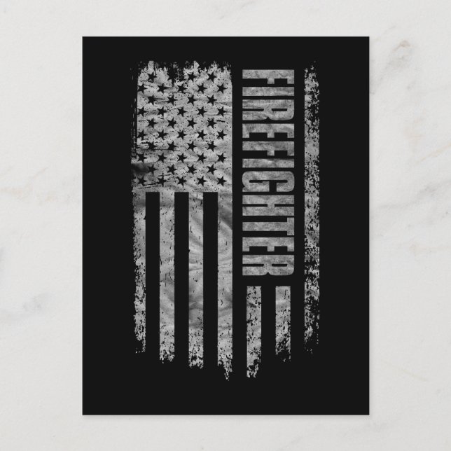 Firefighter USA Flag Distressed design Postcard (Front)