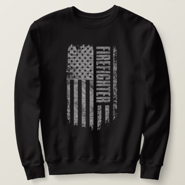 Firefighter USA Flag Distressed design Sweatshirt (Design Front)