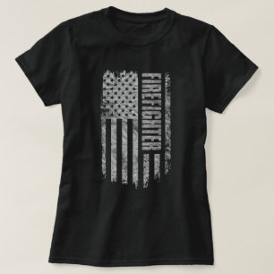 Firefighter USA Flag Distressed design T-Shirt