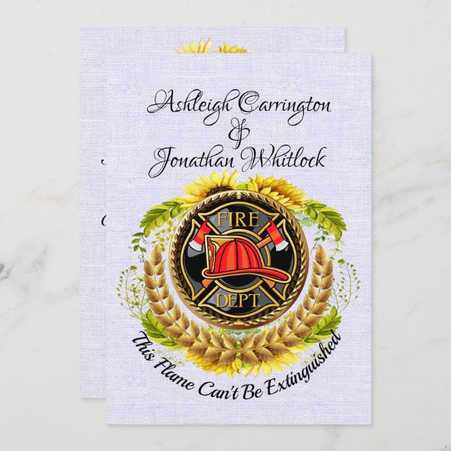 Firefighter Wedding Invitation (Front/Back)
