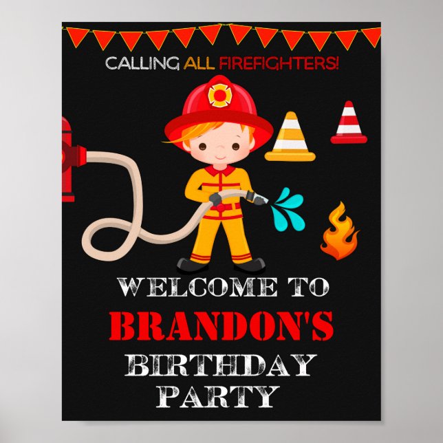 Firefighter welcome party sign Firefighter poster (Front)