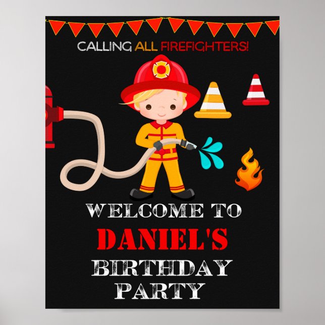 Firefighter welcome party sign Firefighter poster (Front)