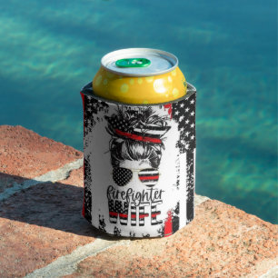 Firefighter Wife Can Coolers – Patriotic & Durable