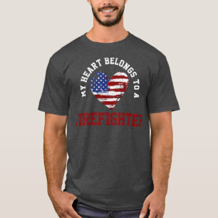 Firefighter Wife Girlfriend American Flag T-Shirt