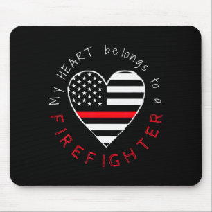 Firefighter Wife Girlfriend - Thin Red Line Heart Mouse Pad