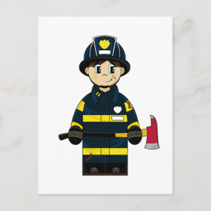 Firefighter with Axe Postcard