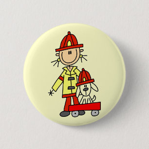 Firefighter with Dalmation Tshirts and Gifts 6 Cm Round Badge
