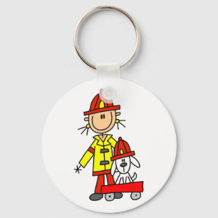 Firefighter with Dalmation Tshirts and Gifts Key Ring