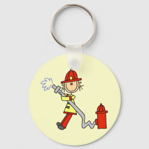 Firefighter with Hose Tshirts and Gifts Key Ring