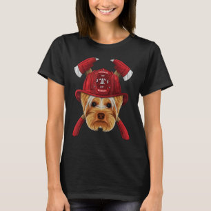 Firefighter Yorkshire Terrier Fireman Boys Kids Fi T-Shirt