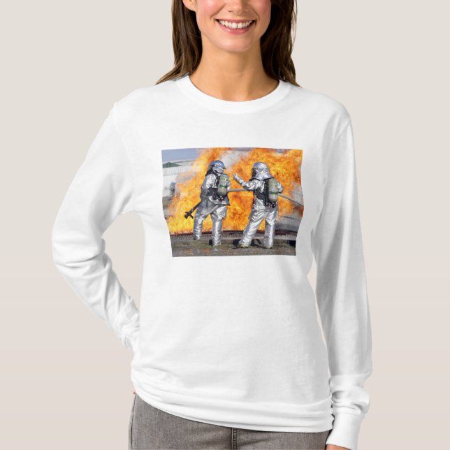 Firefighters battle a simulated fire T-Shirt (Front)