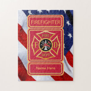Firefighter's Custom Maltese Cross Logo Jigsaw Puzzle
