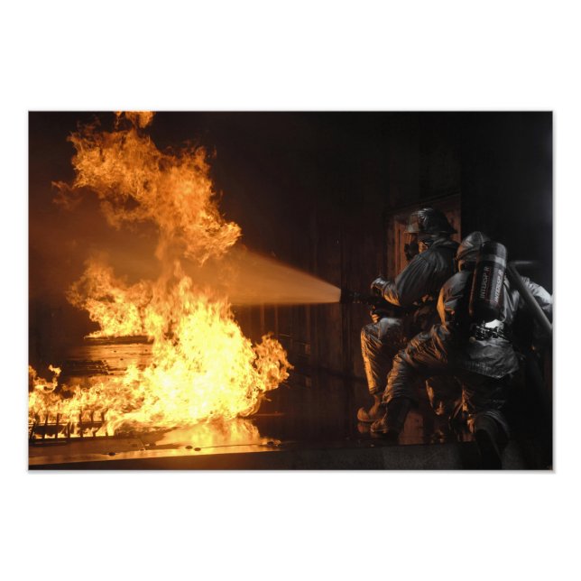 Firefighters extinguish a simulated battery fir photo print (Front)