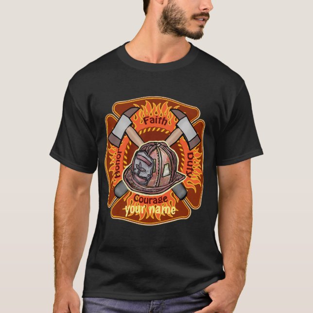 Firefighters Flames T-Shirt (Front)