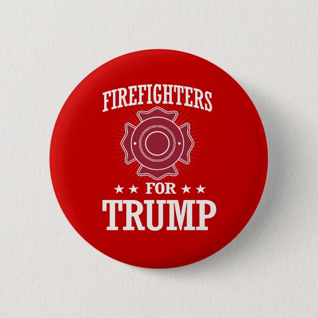 FIREFIGHTERS FOR TRUMP 6 CM ROUND BADGE (Front)