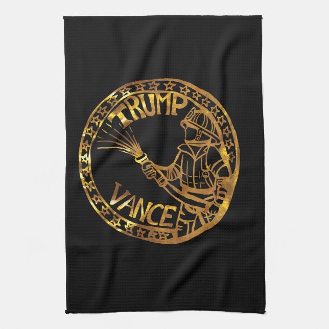 FIREFIGHTERS FOR TRUMP TEA TOWEL (Vertical)