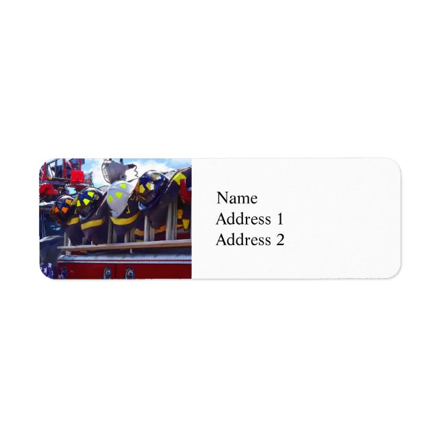 Firefighters - Helmet on Fire Truck Return Address Label (Front)
