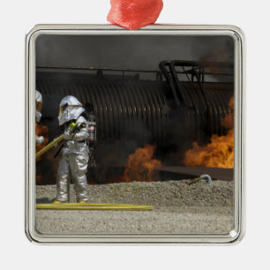 Firefighters neutralise a live fire metal ornament