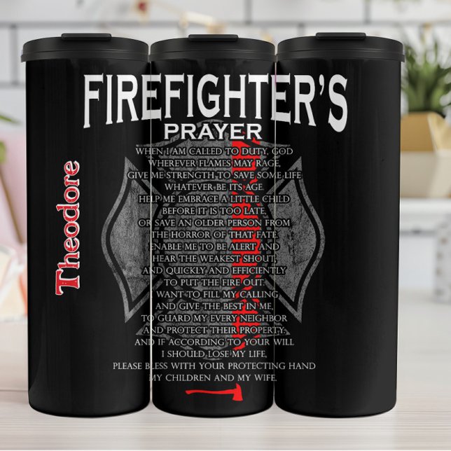 Firefighter's Personal Prayer Tribute Thermal Tumbler (Creator Uploaded)