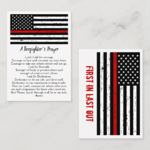 Firefighter's Prayer Bulk Thin Red Line Fireman Business Card