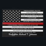 Firefighter's Prayer Personalised Thin Red Line Faux Canvas Print<br><div class="desc">Firefighter's Prayer Canvas in a modern thin red line American Flag in firefighter flag colours. This firefighter prayer plaque is a unique gift and is perfect for all firefighters and fireman, fire academy graduation gift, and firefighter gifts. Personalise this firefighter prayer plaque with your firefighters name . Firefighter Academy Graduate...</div>