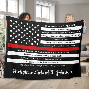 Firefighter's Prayer Personalised Thin Red Line Fleece Blanket