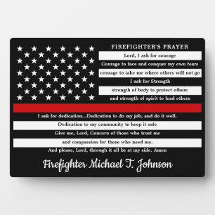 Firefighter's Prayer Personalised Thin Red Line Plaque