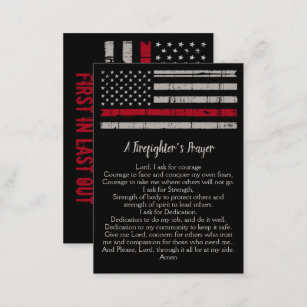 Firefighter's Prayer Thin Red Line Flag Business Card