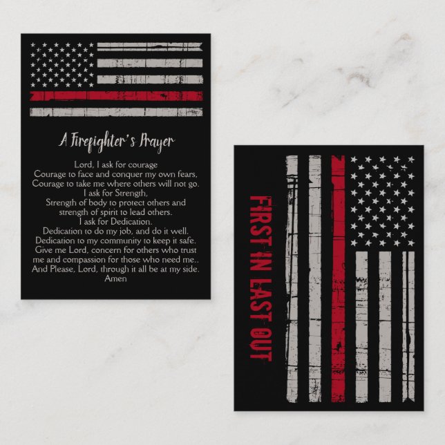 Firefighter's Prayer Thin Red Line Flag Business Card (Front/Back)