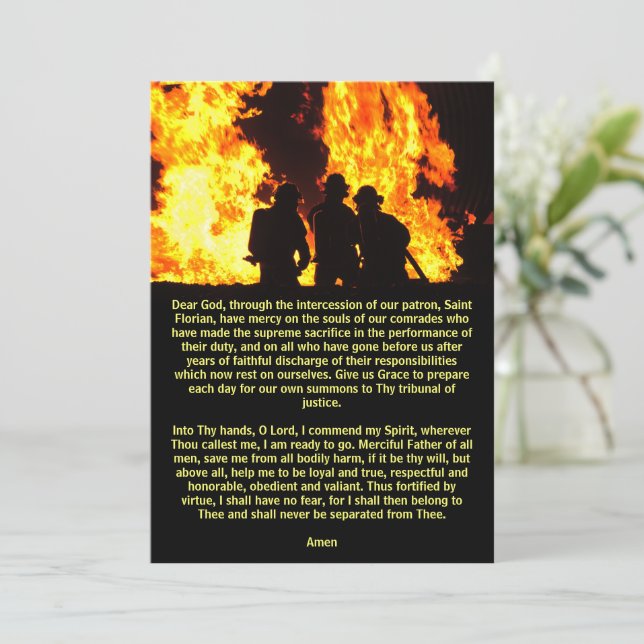 Firefighter's Prayer to St. Florian Card (Standing Front)