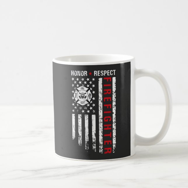 Firefighters Red Line Us Flag Coffee Mug (Right)