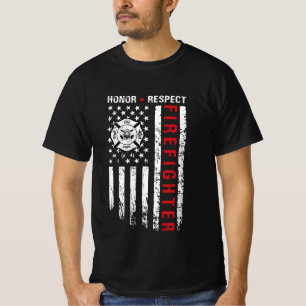 Firefighters Red Line Us Flag T-Shirt